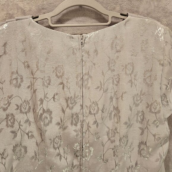 Dressbarn Womens 8 Formal light gray dress elegant brocade chiffon wedding Party - Picture 11 of 15